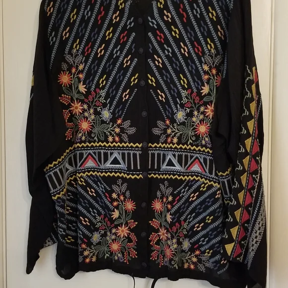 Johnny Was Black Sheer Blouse - Picture 1 of 6